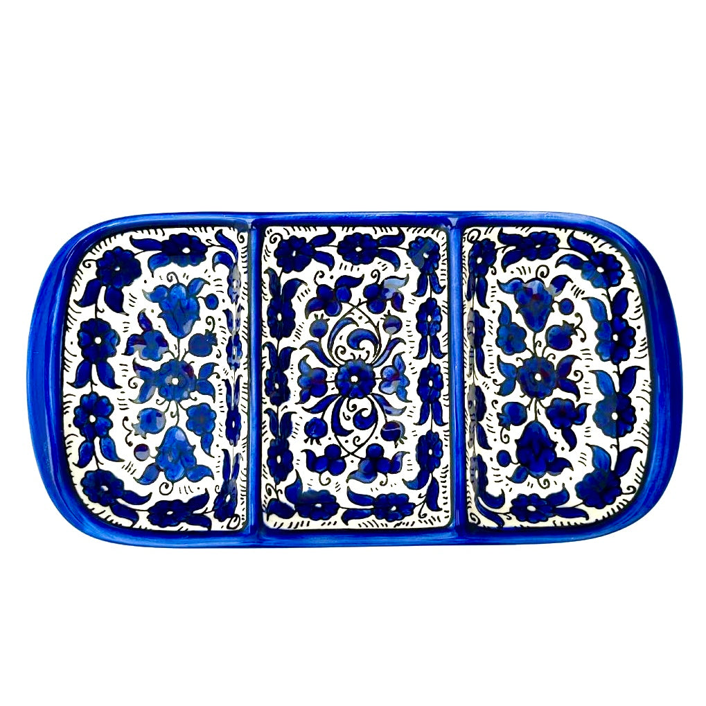 Tri-Split Serving Dish (10”) - Classic Blue