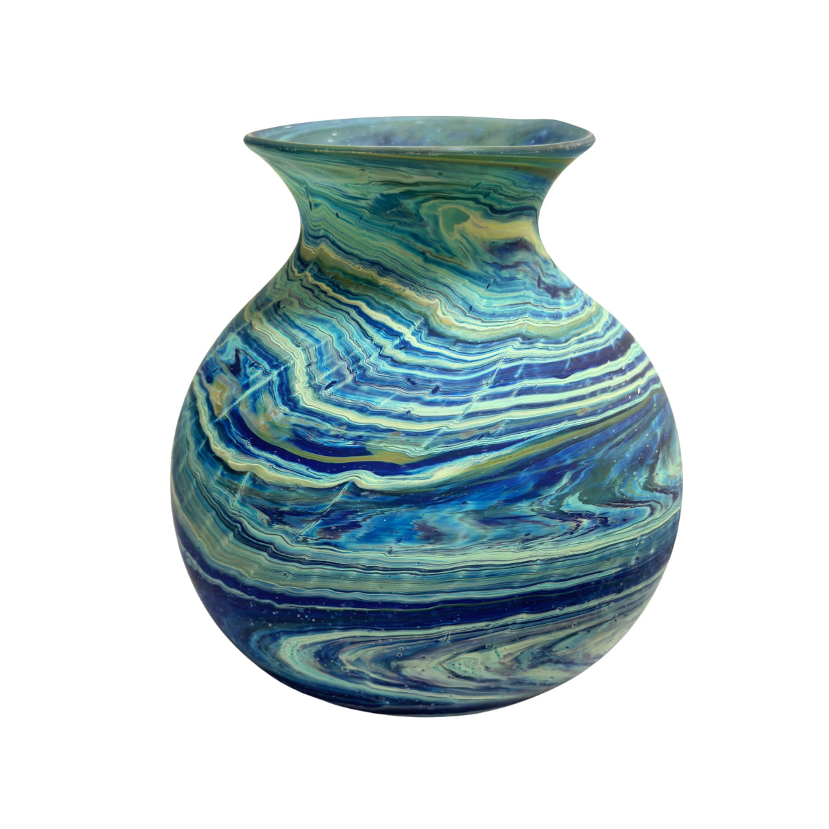Phoenician Glass Vase (8”) - Sea Blue