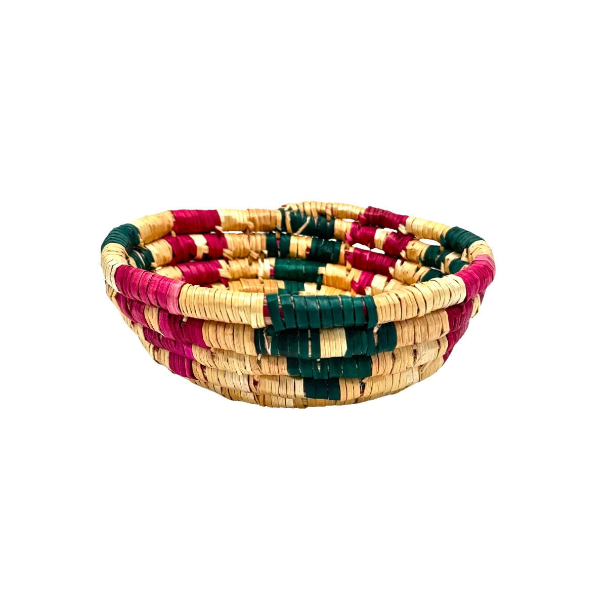 Basket by Women in Salfit (5") - Magenta/Green