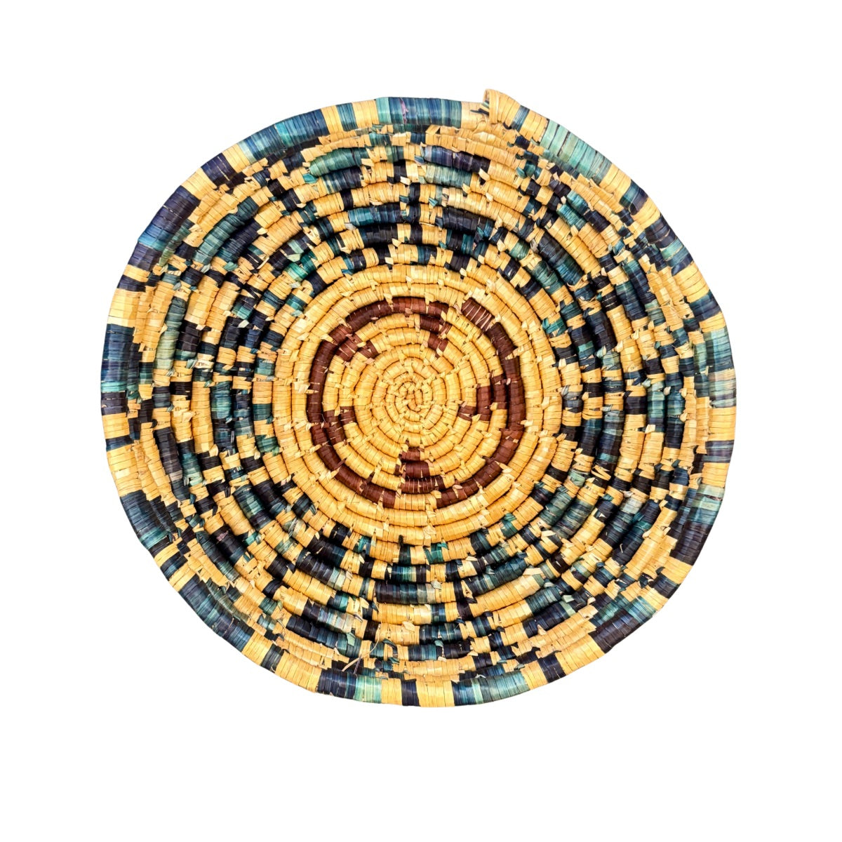 Basket by Women in Salfit (15") - Green Pinwheel