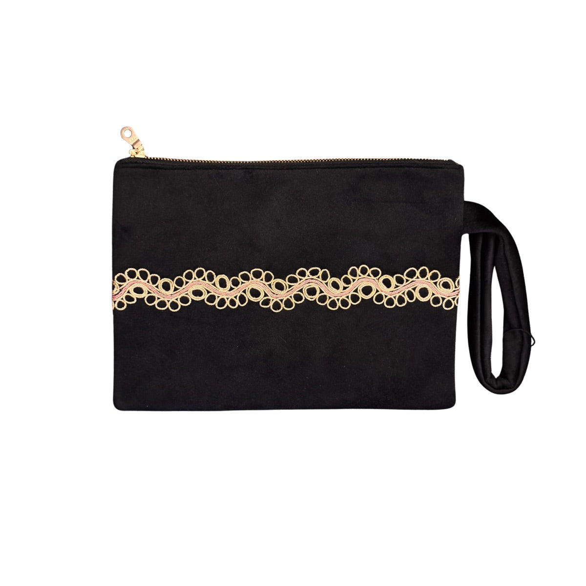 Velvet Tahriri Pouch - Black w/Gold