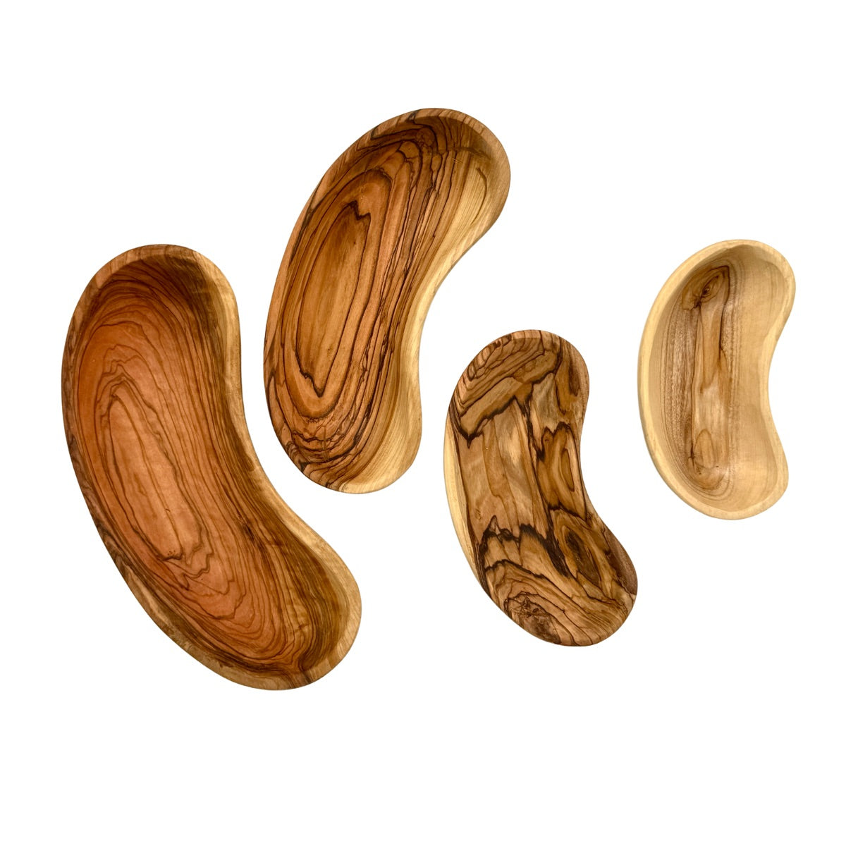 Olive Wood Nesting Half Moon Dishes - Set of 4