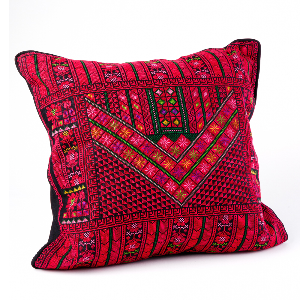 Embroidered Pillow Cover - Qabba Red (L)