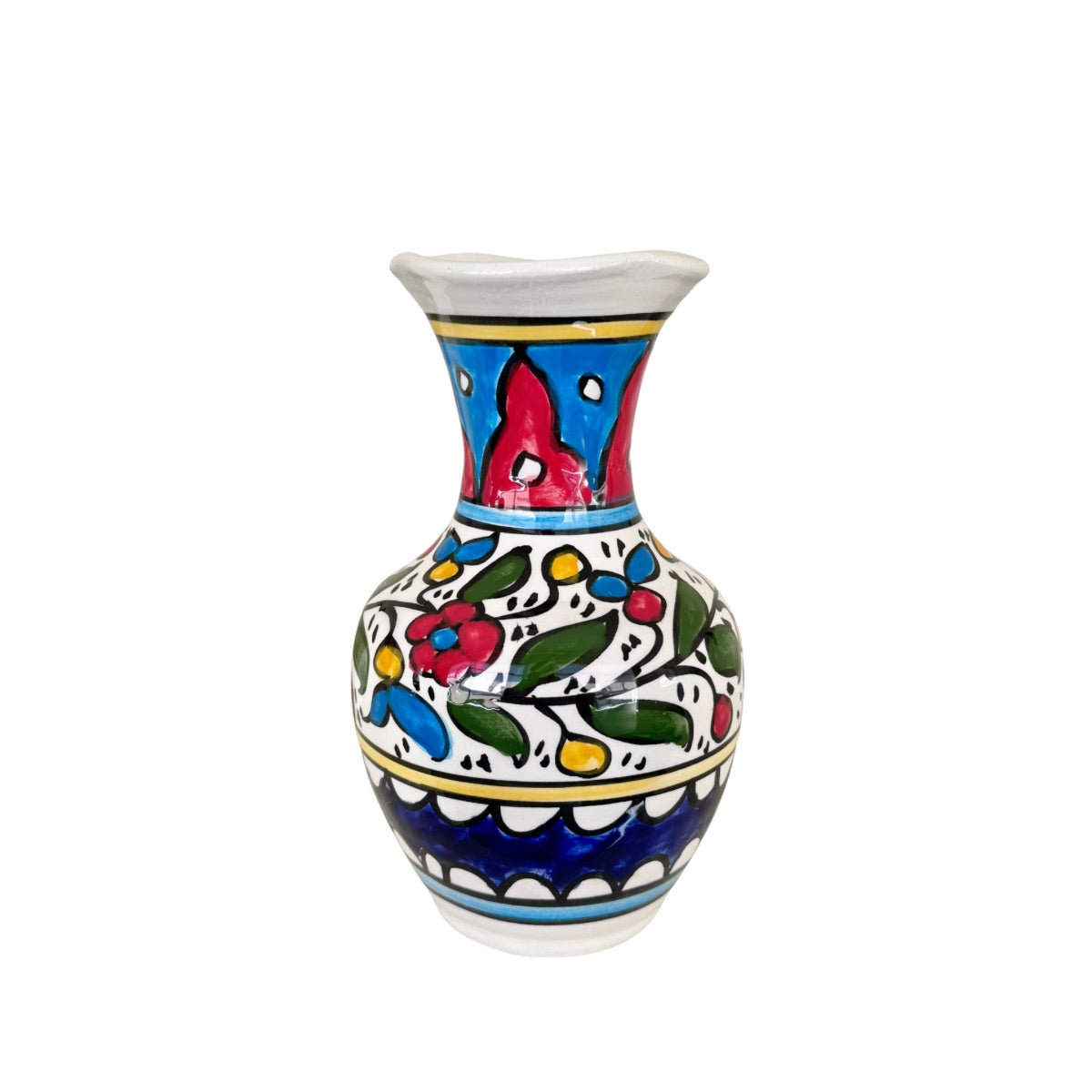 Ceramic Vase (7") - Fluted Arabesque Multicolor