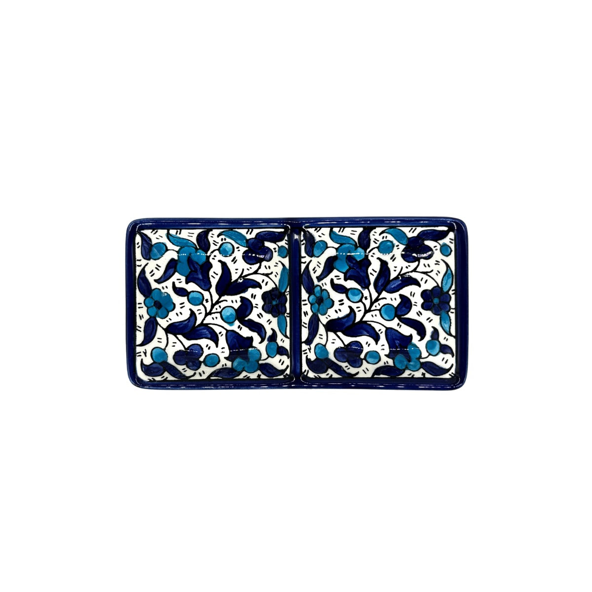 Ceramic Split Serving Dish (6”) - Dual Tone Blue