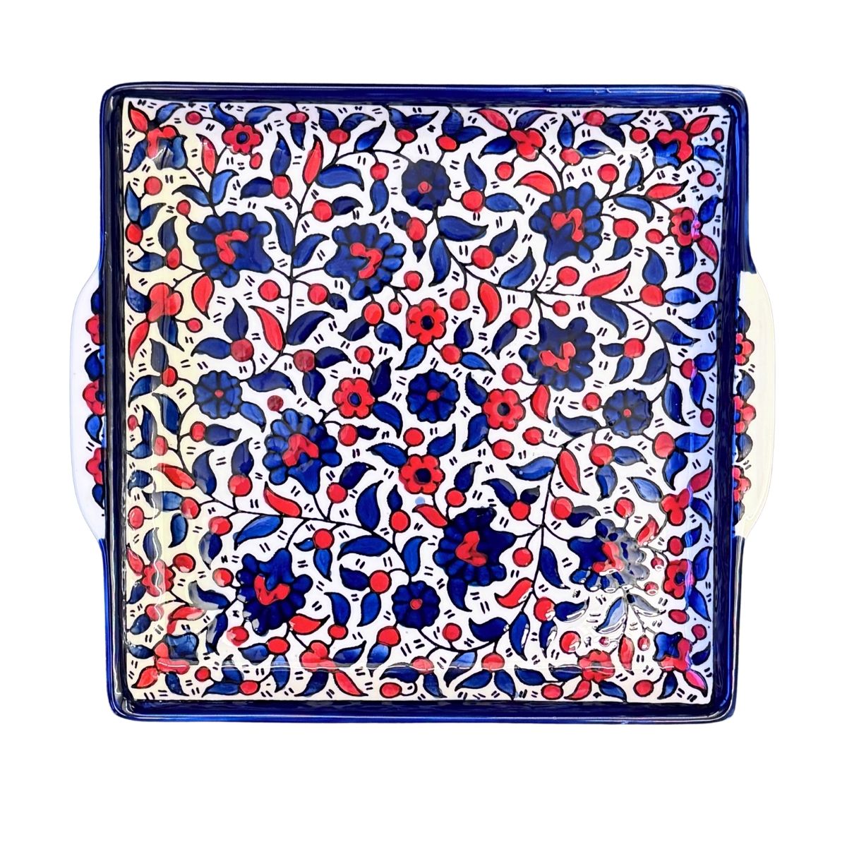 Square Serving Platter (10") - Red & Blue
