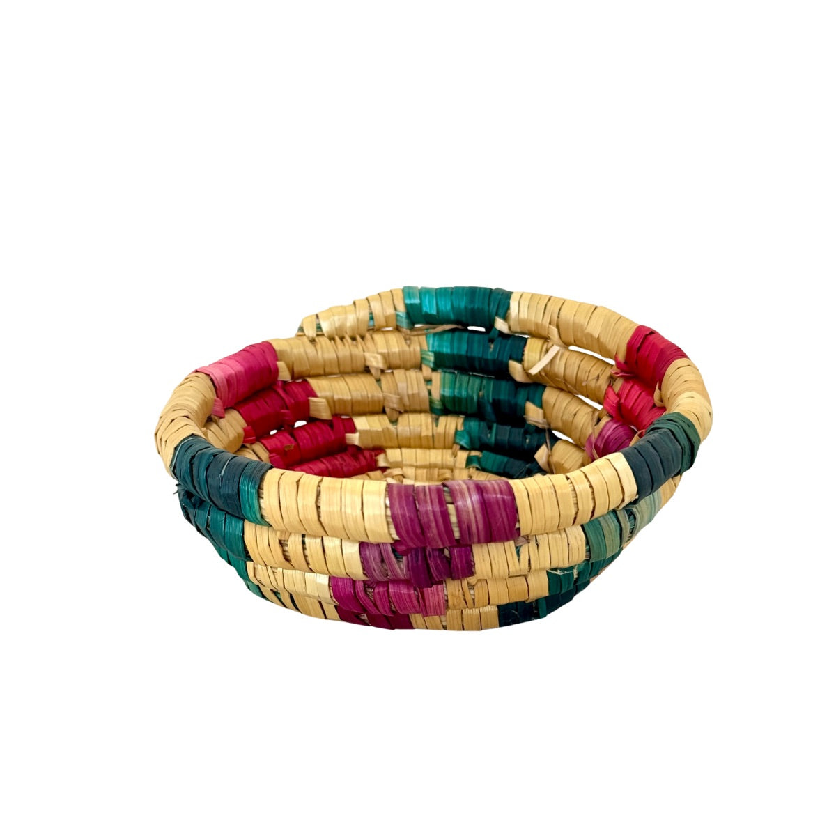 Basket by Women in Salfit (5") - Magenta & Green Swirl