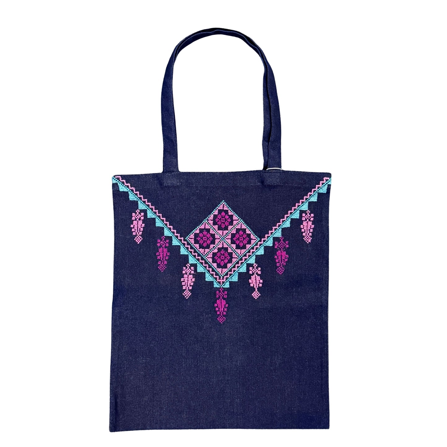 Embroidered Tote (Denim)- Beir Sabei
