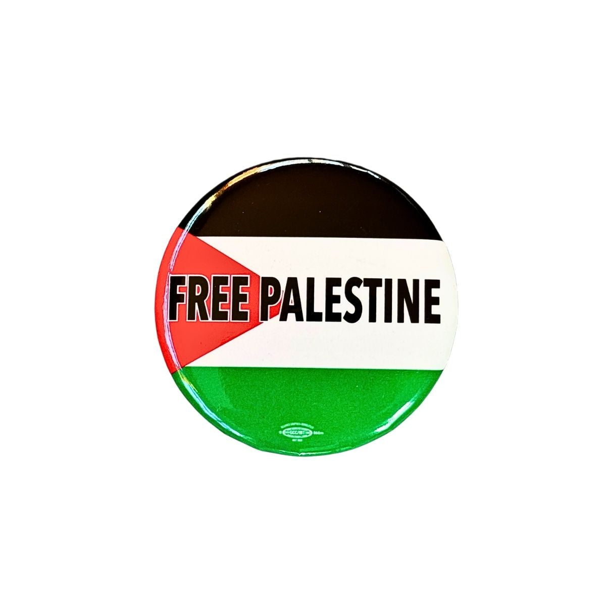 Palestine Flag Button Badge Key Ring – 55mm Diameter, Detachable Metal Ring, Printed In UK