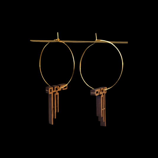 Olive Wood Arabic Earrings "Resilience"