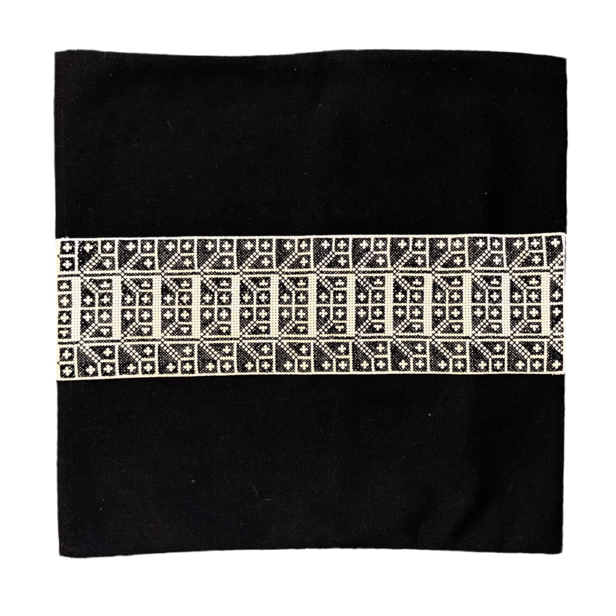 Carnation Embroidered Pillow Cover - Black