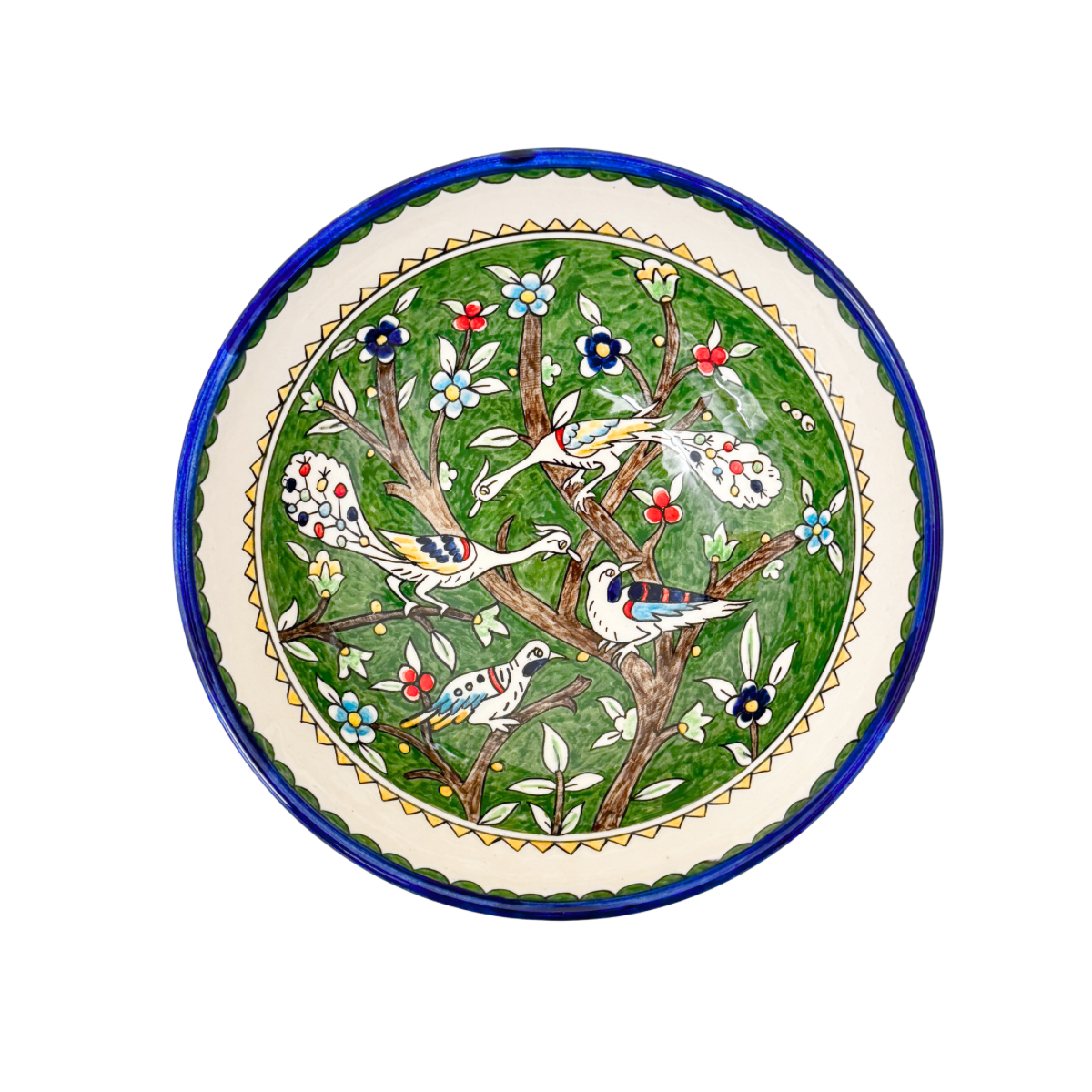 Ceramic Serving Bowl (10”) - Birds, Green