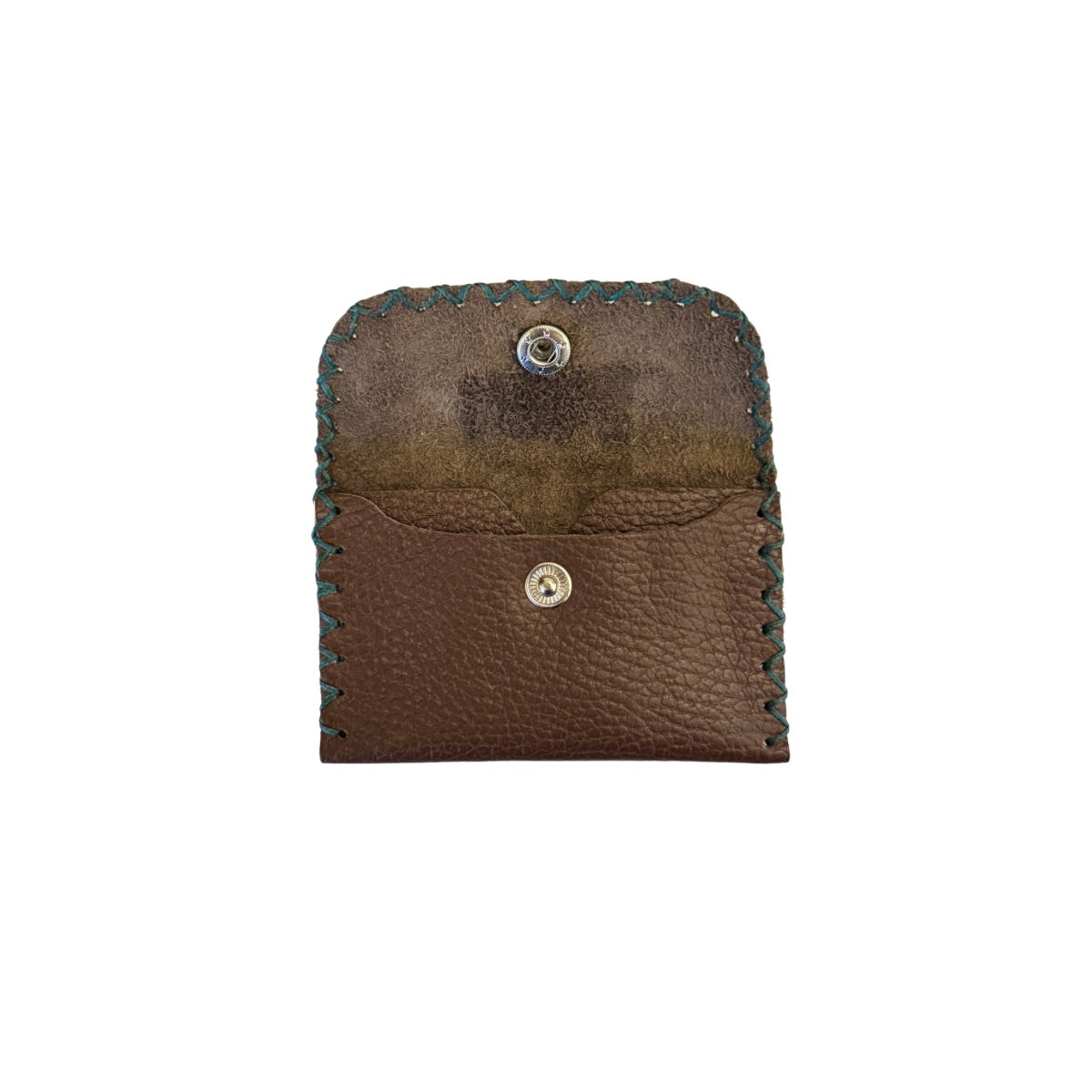 Leather ID Wallet w/Snap - Brown