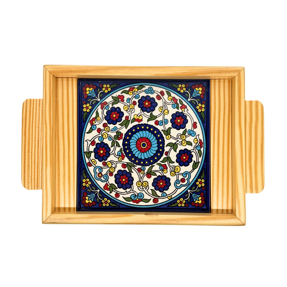 Ceramic & Wood Serving Tray, One Tile - Medina