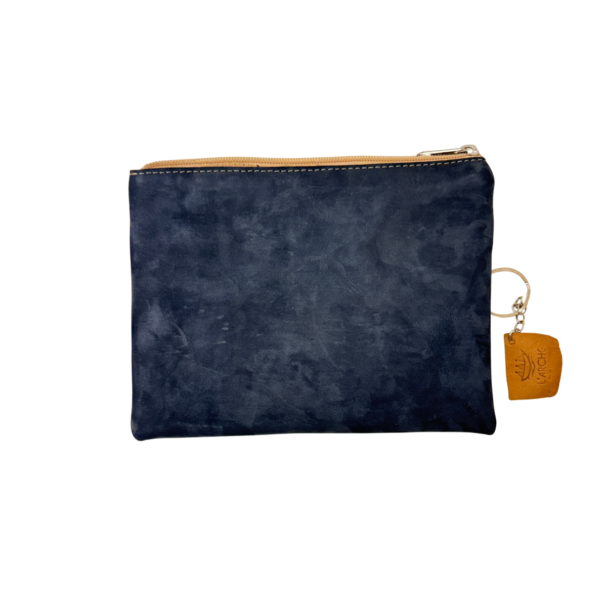 Leather Clutch w/Embroidery (8.25"x6.25")- Dark Blue