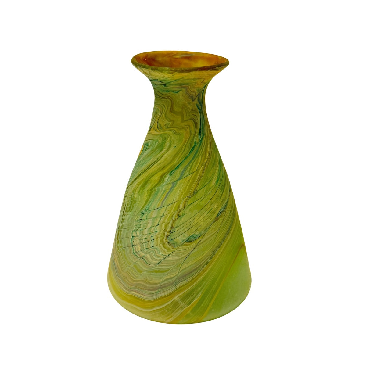 Phoenician Glass Vase (9”)- Green Amber