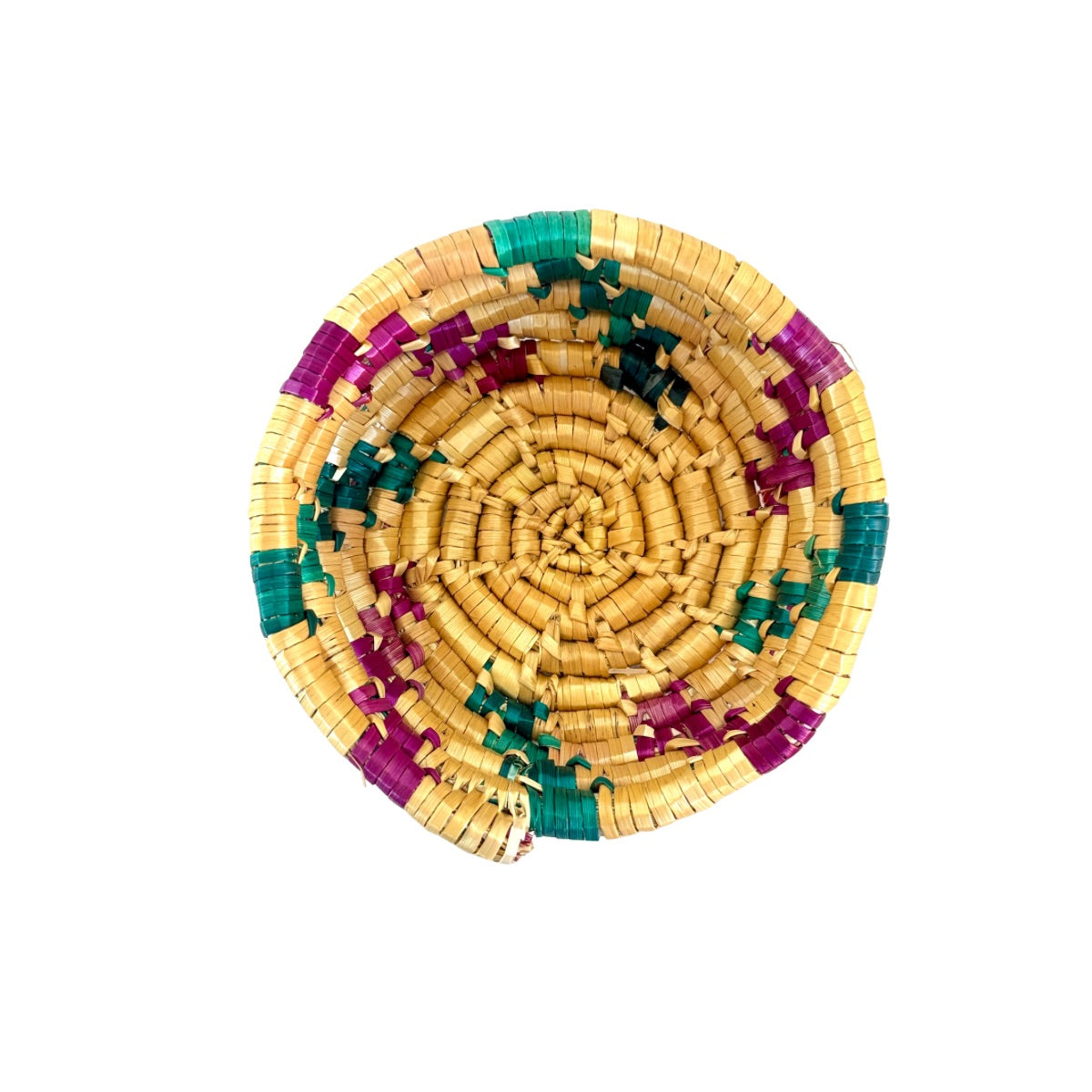 Basket by Women in Salfit (5") - Magenta & Green Swirl