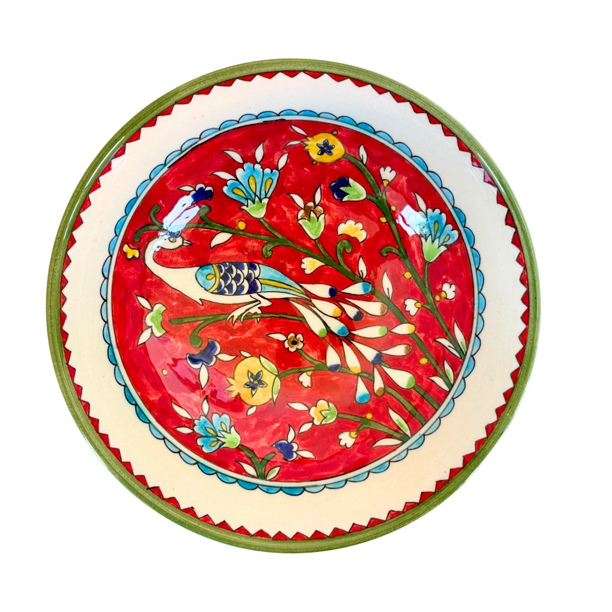 Ceramic Serving Bowl (10”) - Peacock, Red
