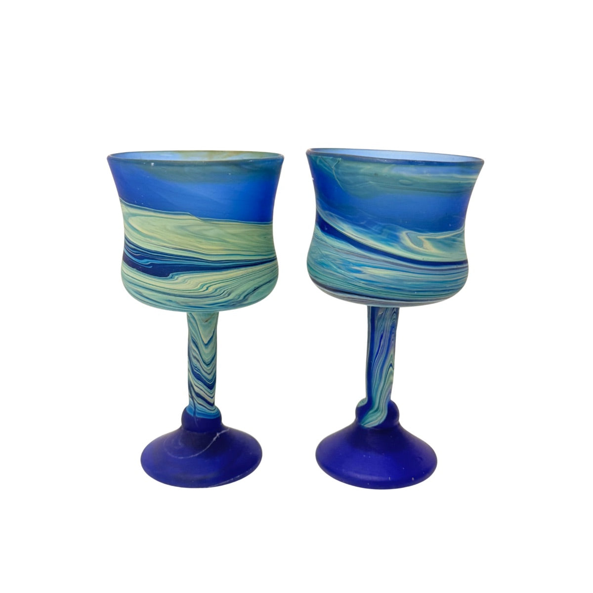 Phoenician Glass Stemware (Set of 2) - Blue Swirl
