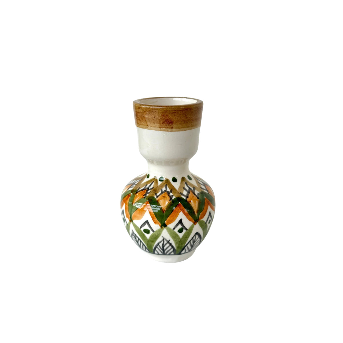 Ceramic Vase - Brown Zig Zag (Small)