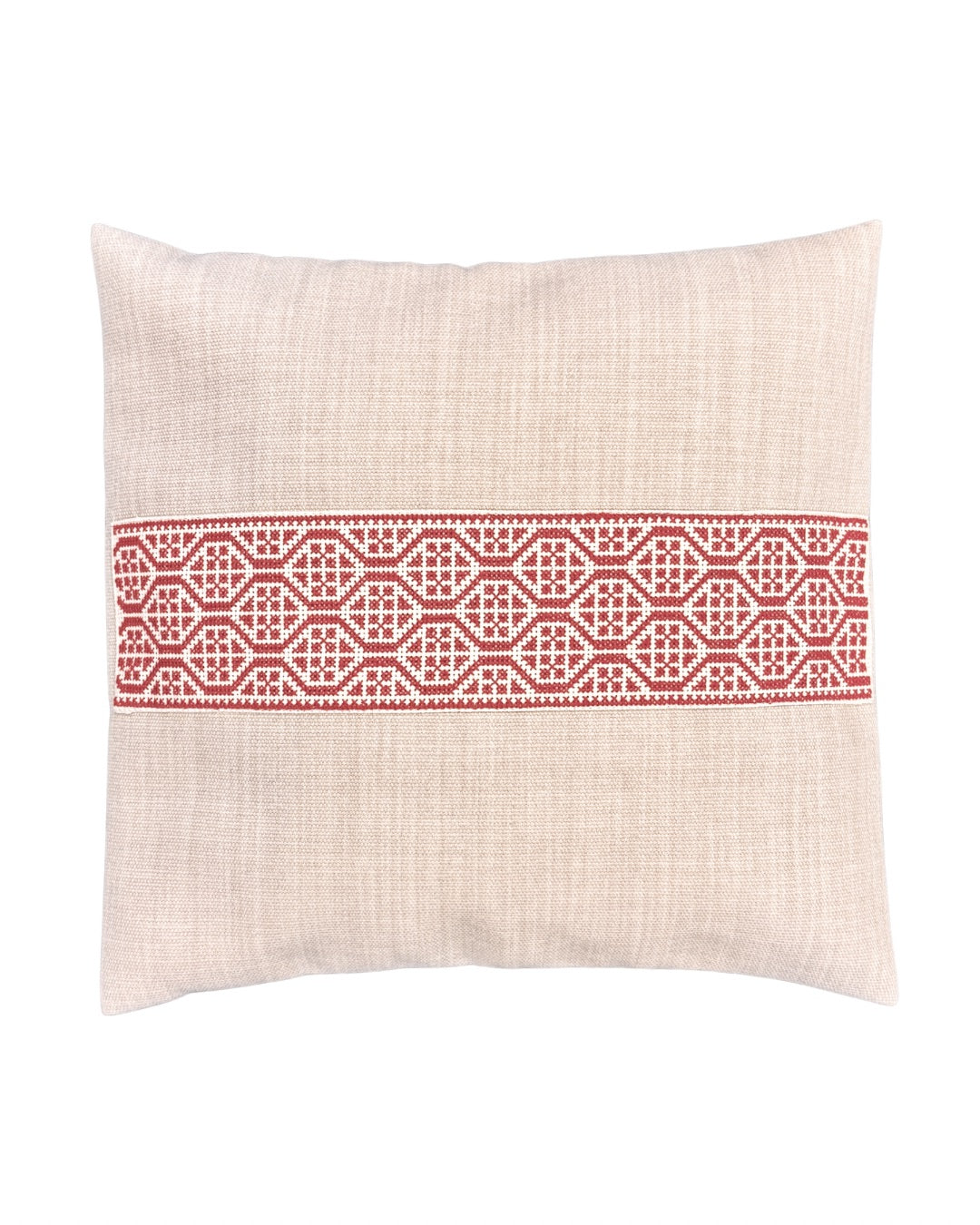 Carnation Embroidered Pillow Cover - Red
