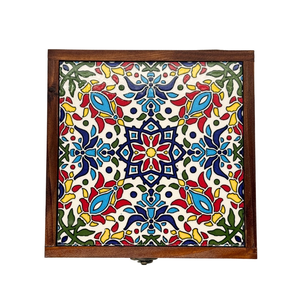 Wood & Ceramic Tile Box - Geometric Garden