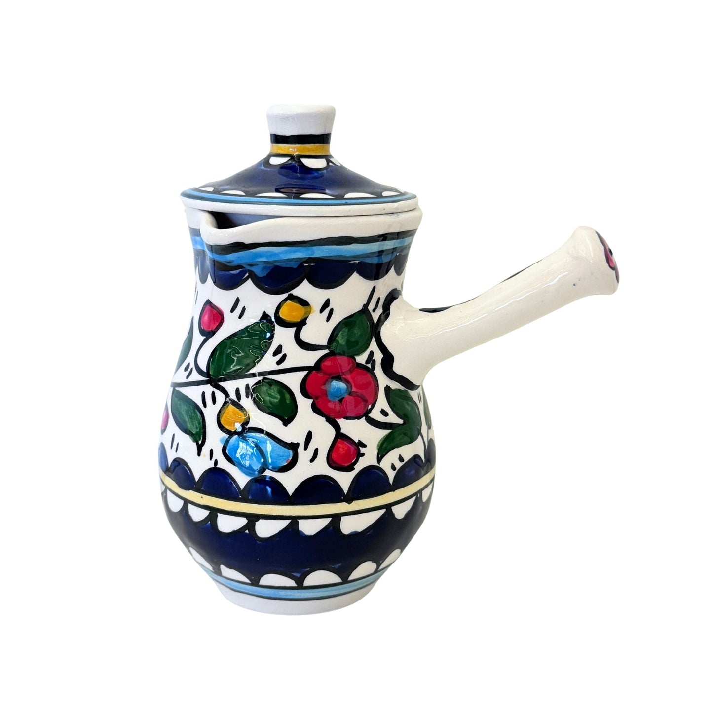Ceramic Coffee Carafe w/Handle & Lid - Multicolor
