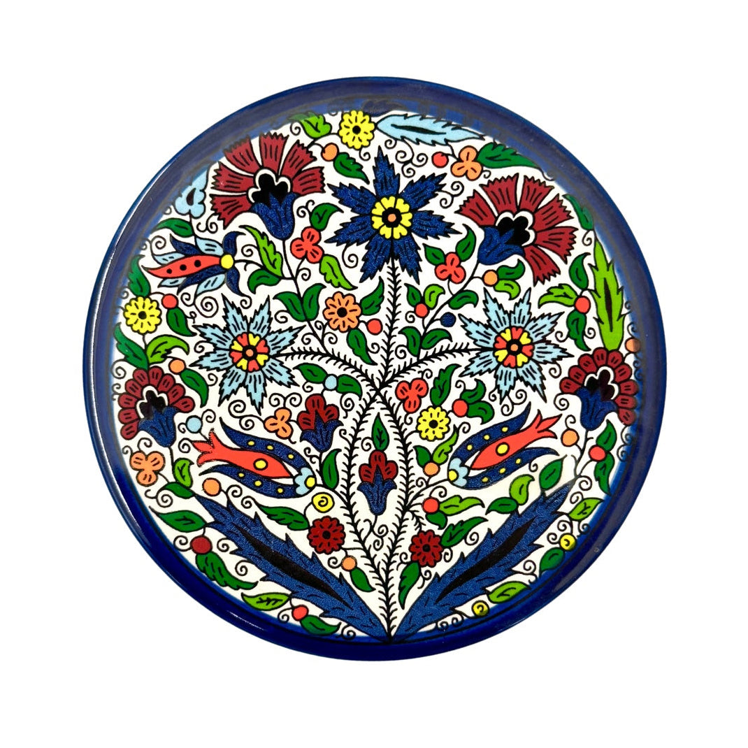Ceramic Plate (5”) w/Rim - Jerusalem Flowers