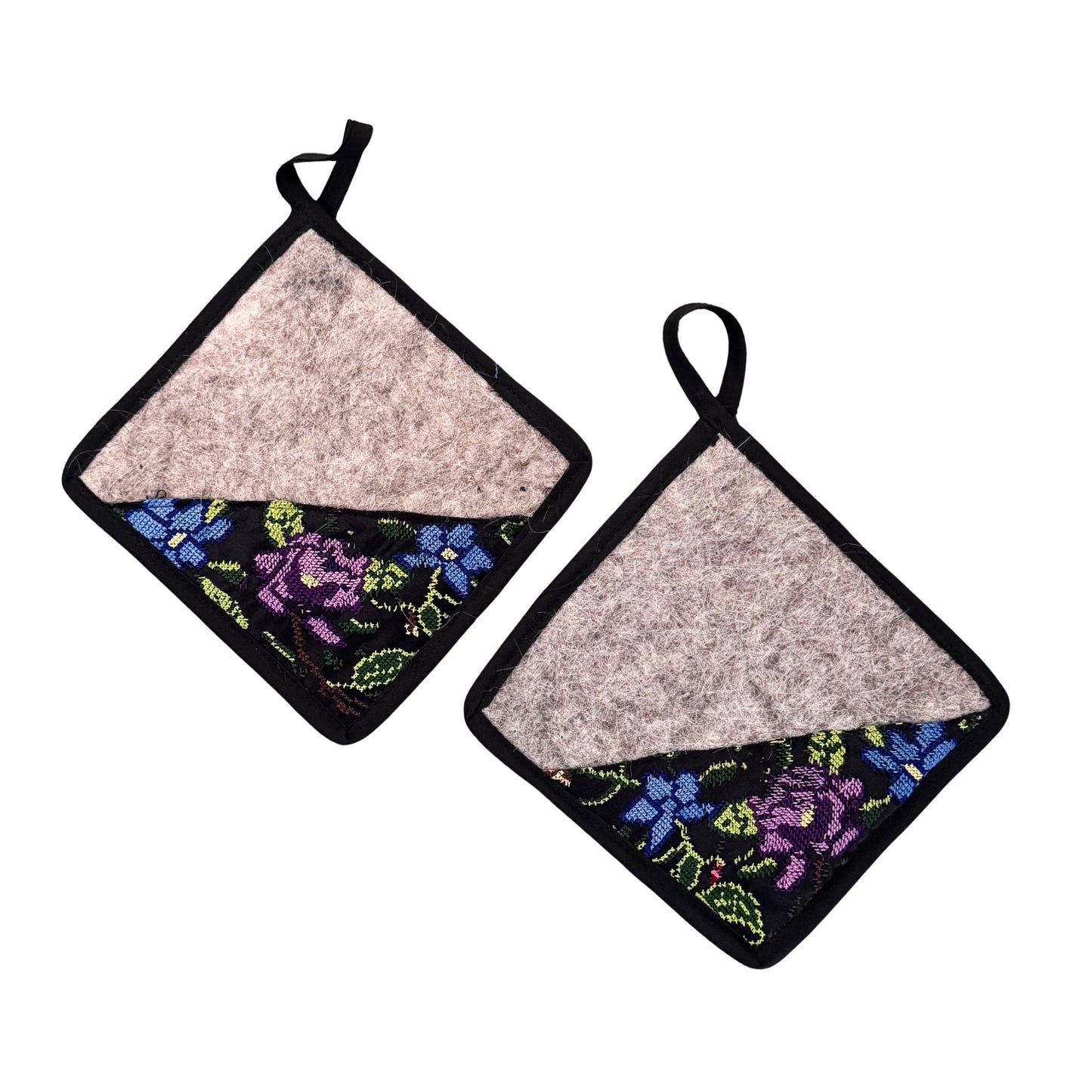 Embroidered Felt Pot Holders (Set of Two)