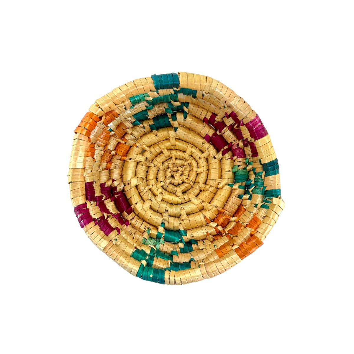 Basket by Women in Salfit (5") - Magenta, Green Orange