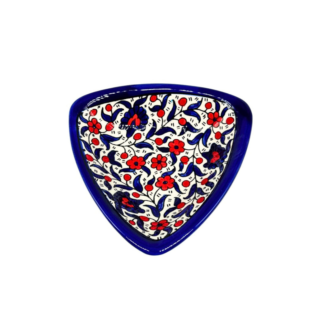 Ceramic Triangle Dish - Blue & Red