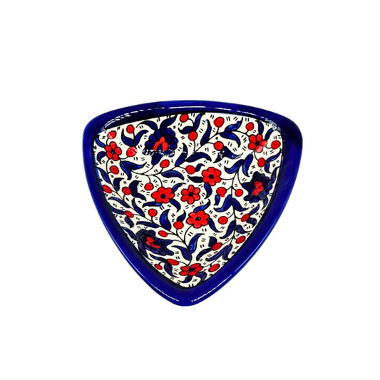 Ceramic Triangle Dish - Blue & Red