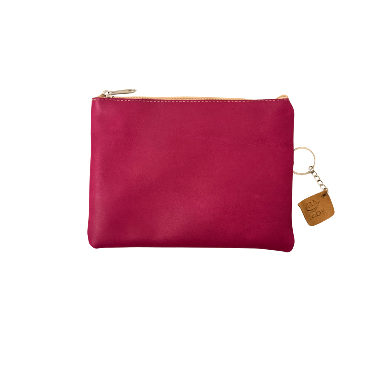 Leather Clutch w/Embroidery (8.25"x6.25") - Deep Pink