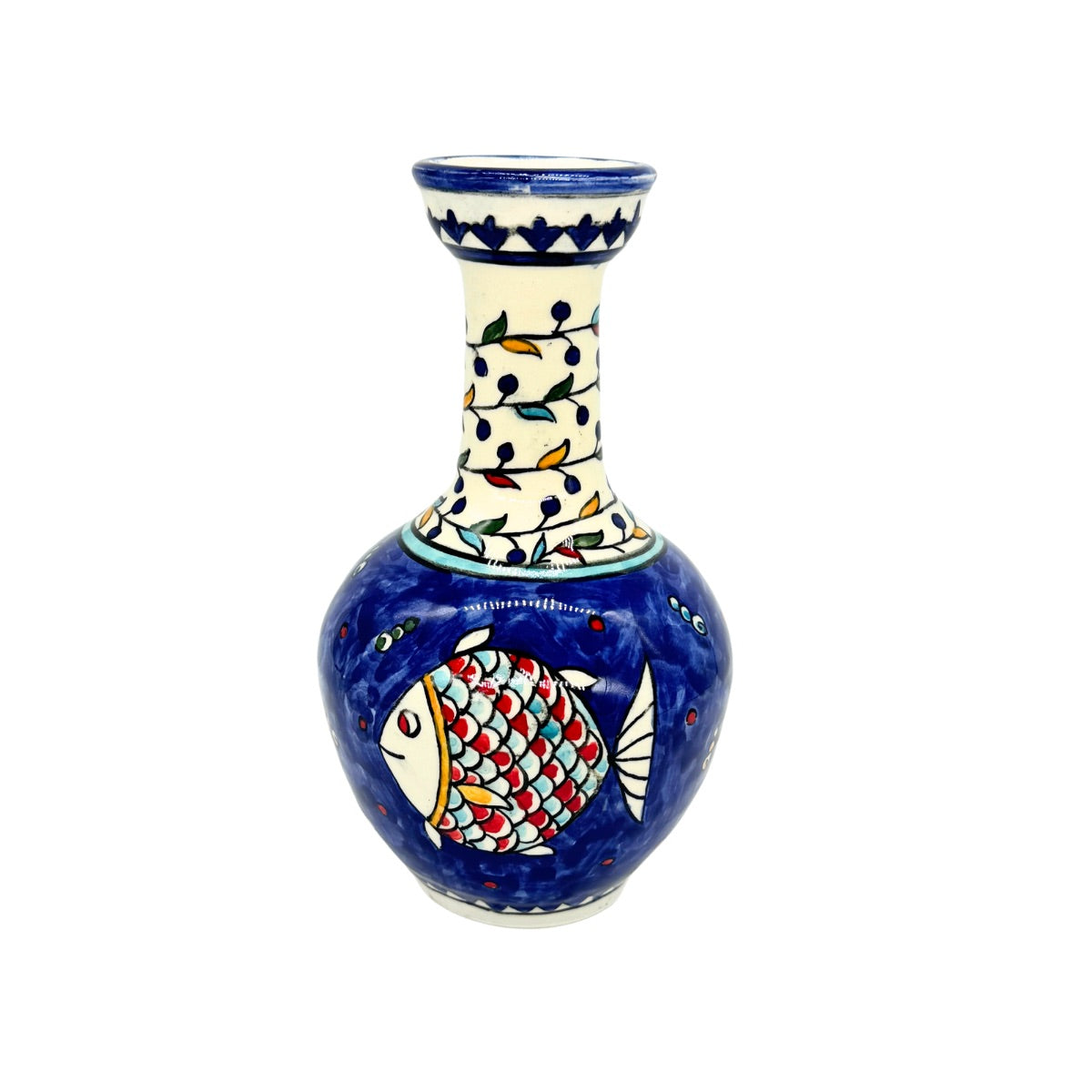 Ceramic Vase (7.5”)- Blue Fish