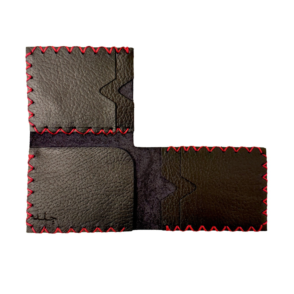 Leather Tri-Fold Wallet - Black w/Red Stitching