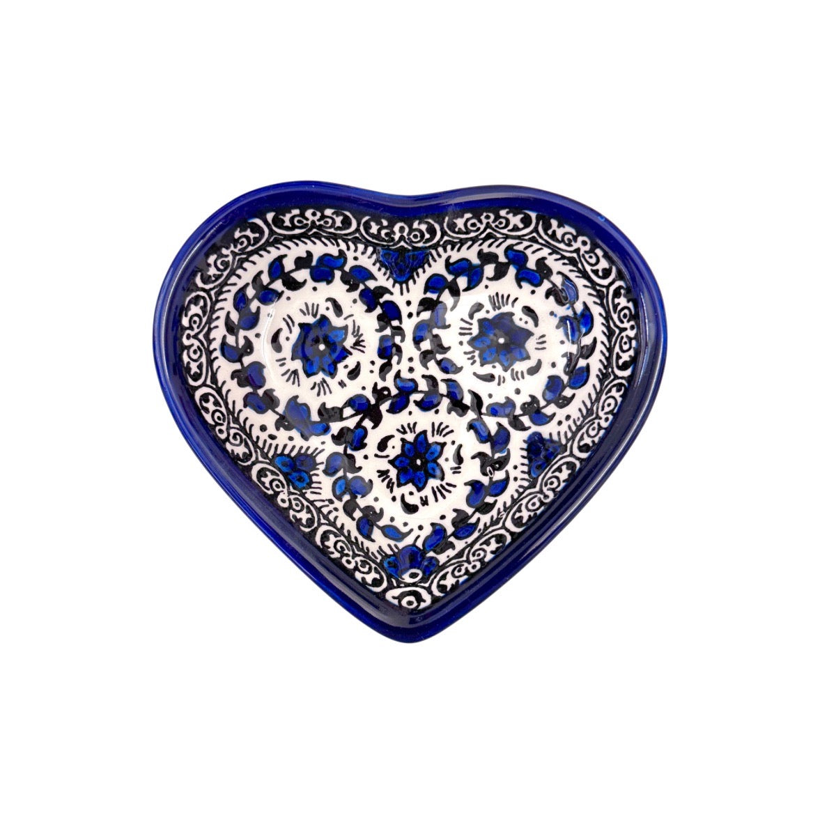 Ceramic Heart Dish (5") - Blue Vine