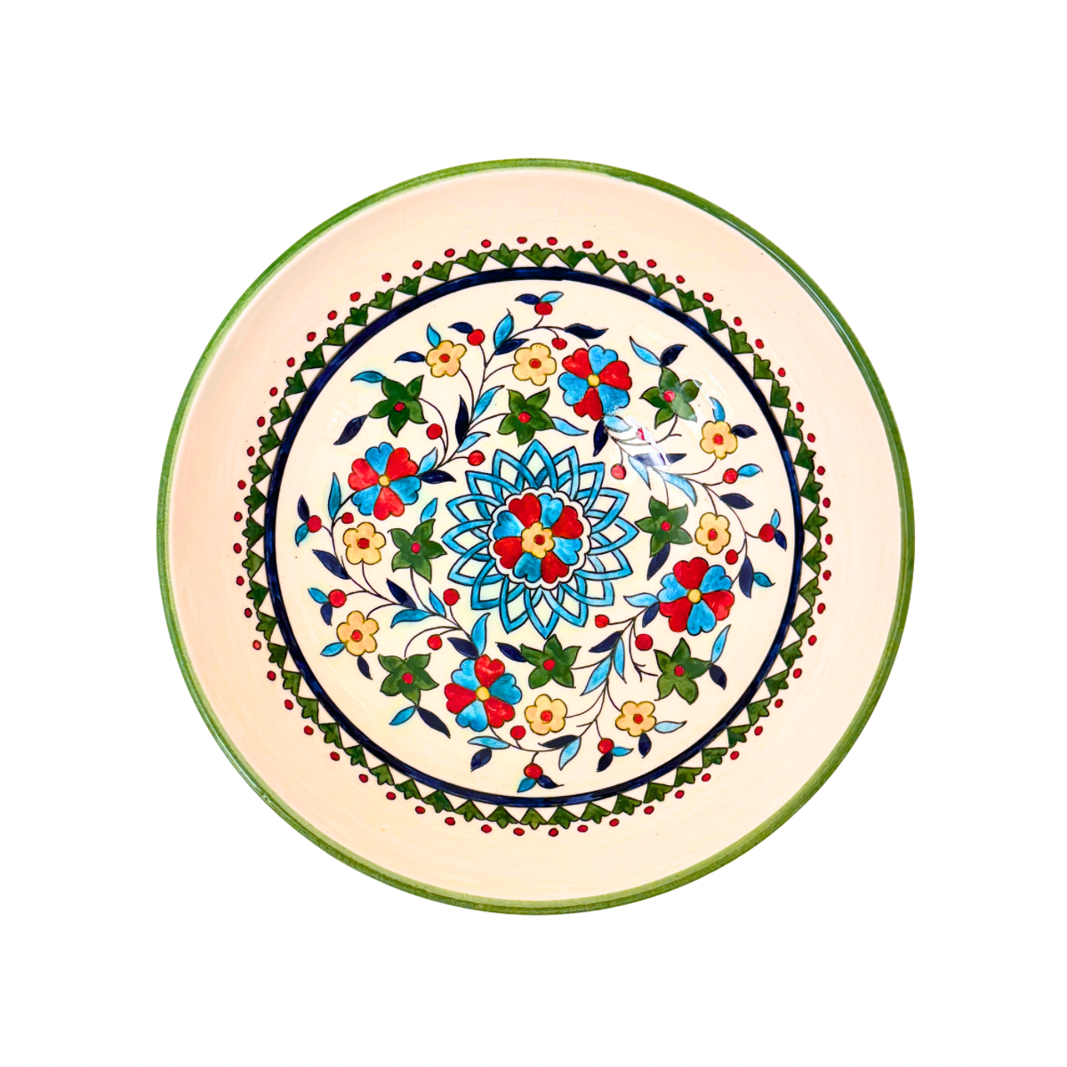 Ceramic Serving Bowl (10”) - Aqua, Floral