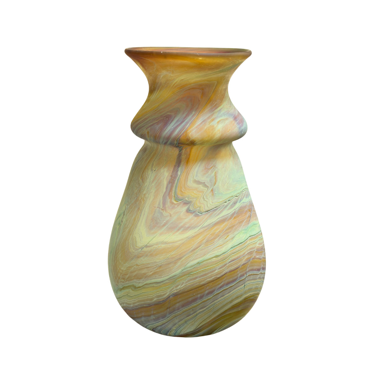 Phoenician Glass Vase (10”) - Amber Sea