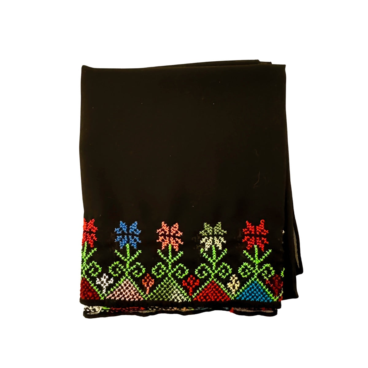 Embroidered Chiffon Scarf- Spring Flowers