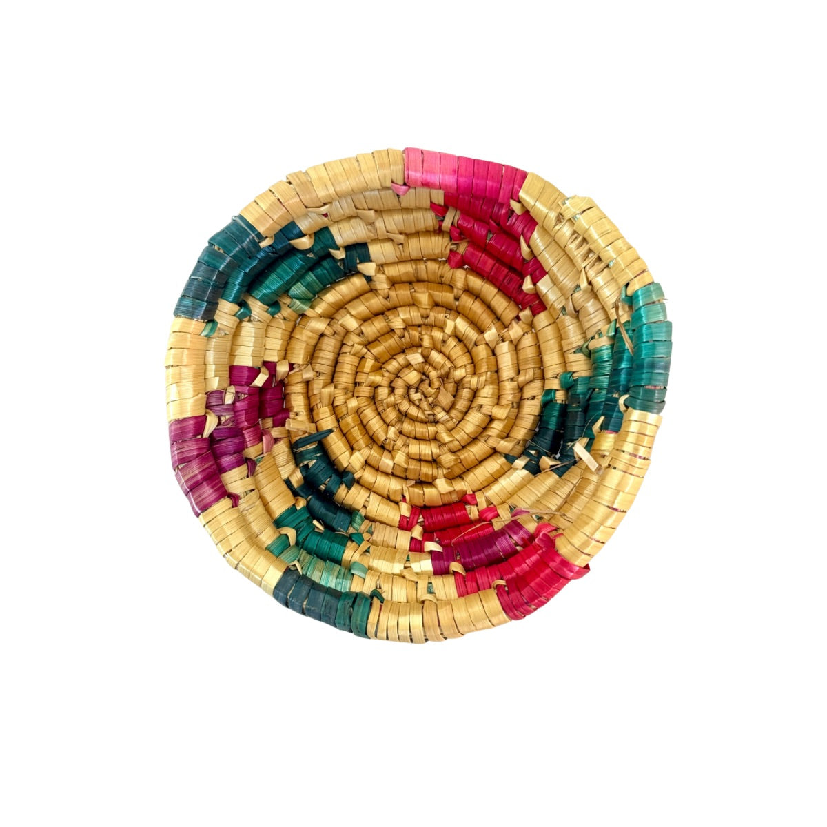 Basket by Women in Salfit (5") - Magenta & Green Swirl