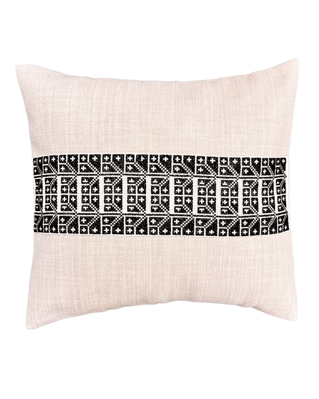 Carnation Embroidered Pillow Cover - Cream