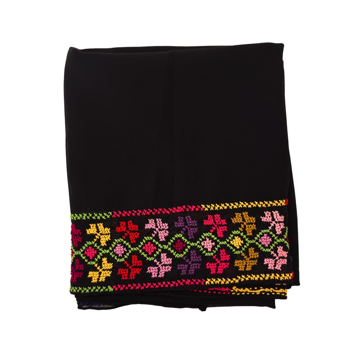 Embroidered Chiffon Scarf- Spring Floral Multicolor