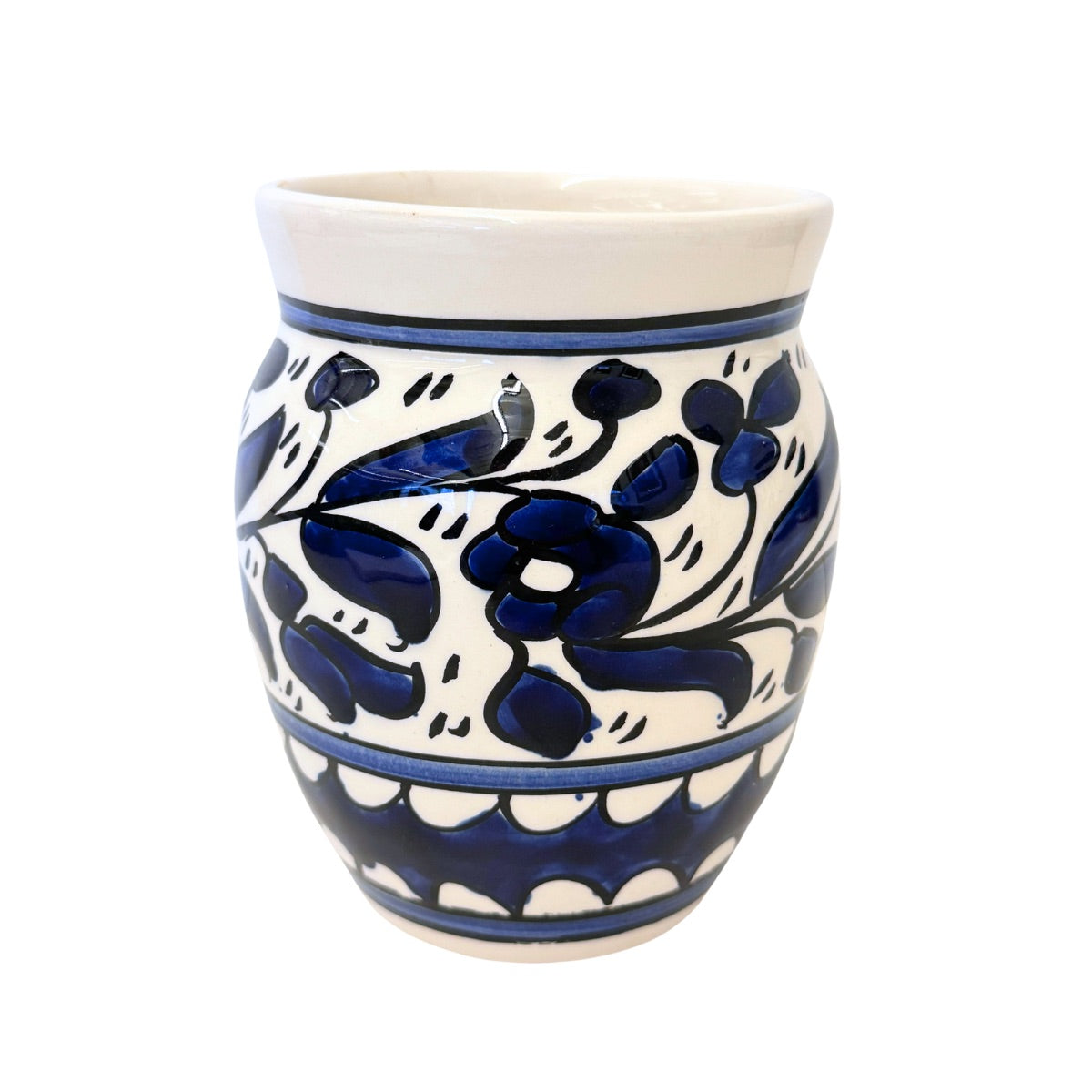 Ceramic Flower Pot (6”) - Classic Blue