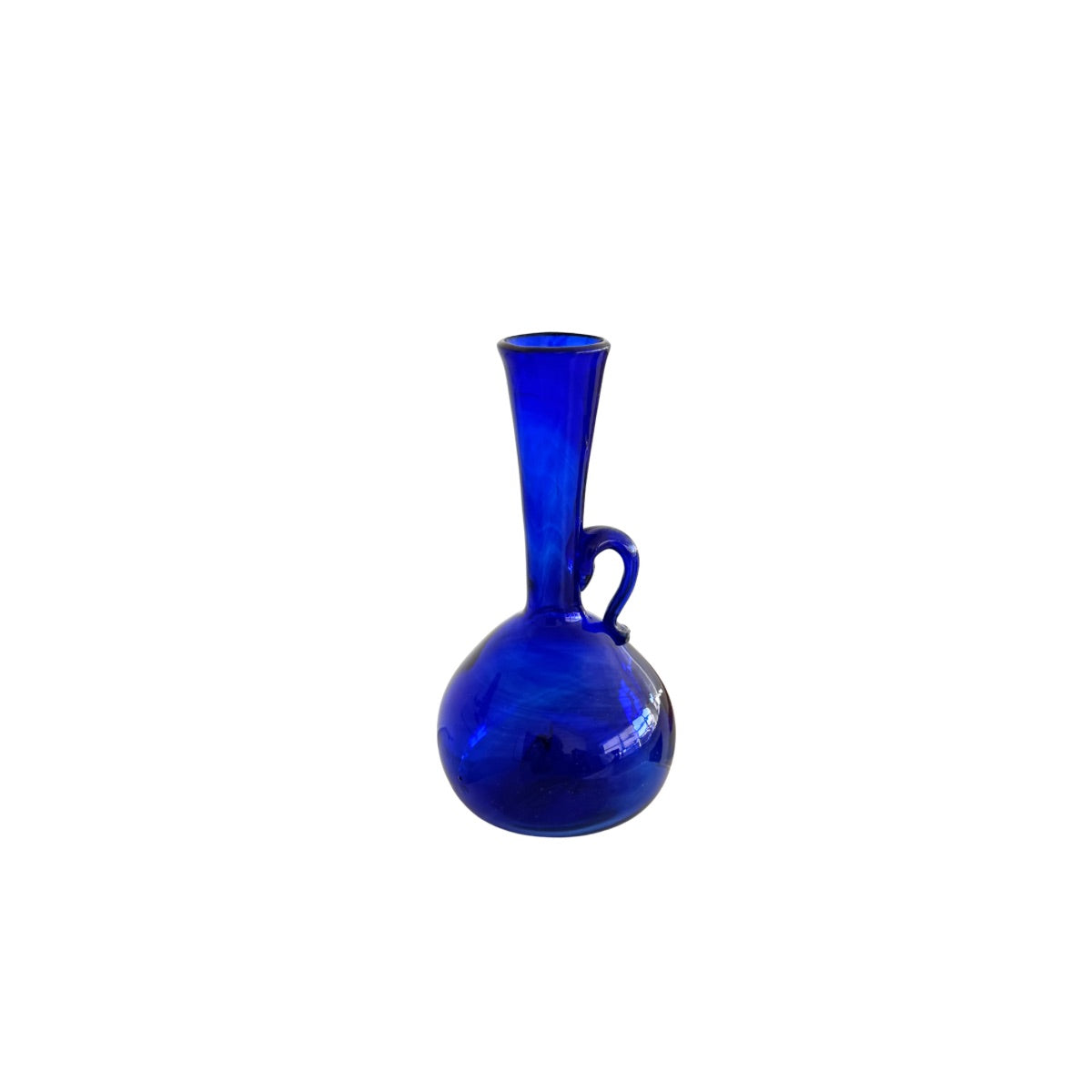 Hebron Glass Vase/Pitcher W/Handle (6”) - Sapphire