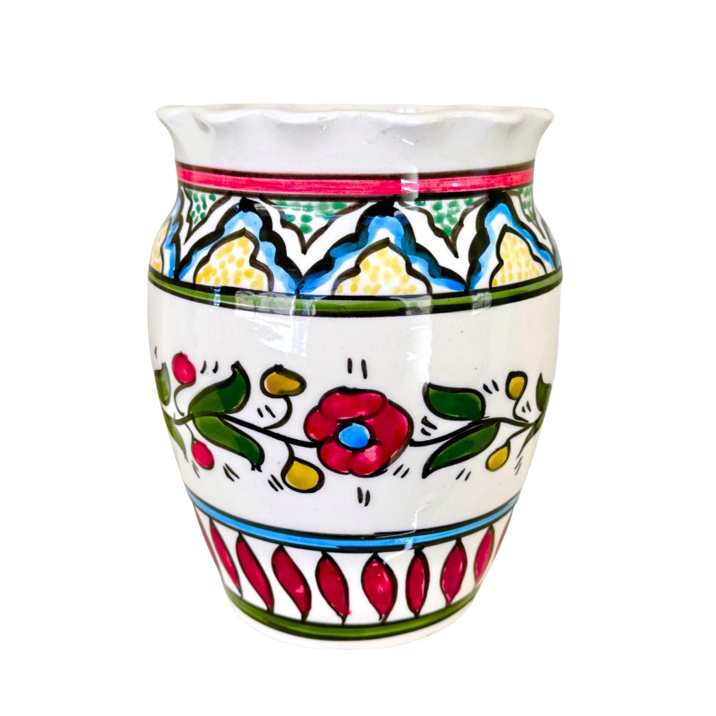 Ceramic Flower Pot (8") - Fluted Arabesque Poppy