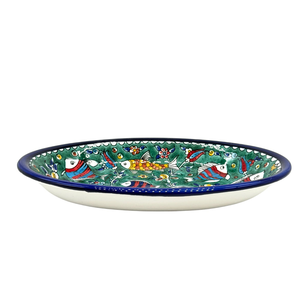 Ceramic Oval Dish (12”) - Green Fish
