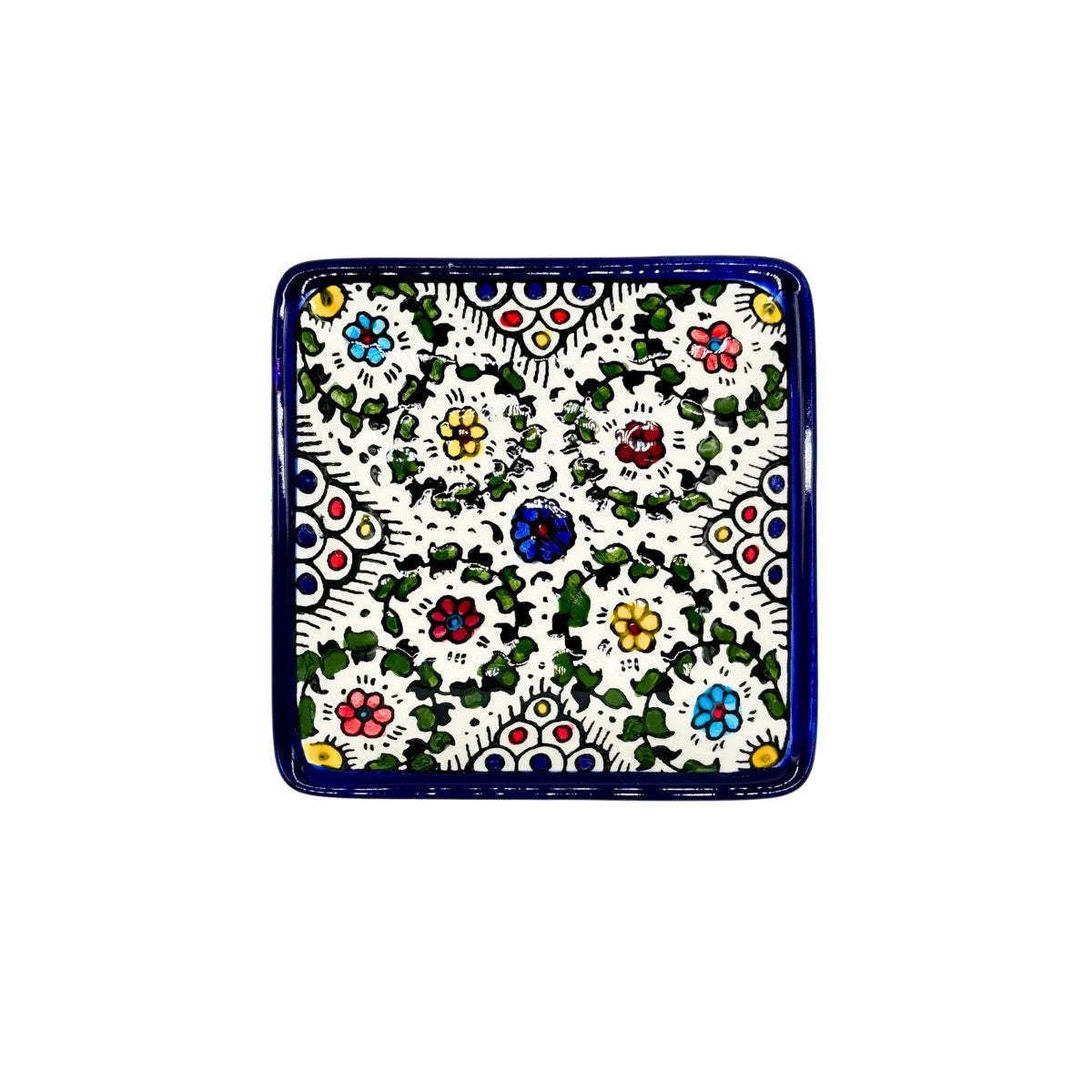 Ceramic Square Dish (4”) - Multicolor Vines