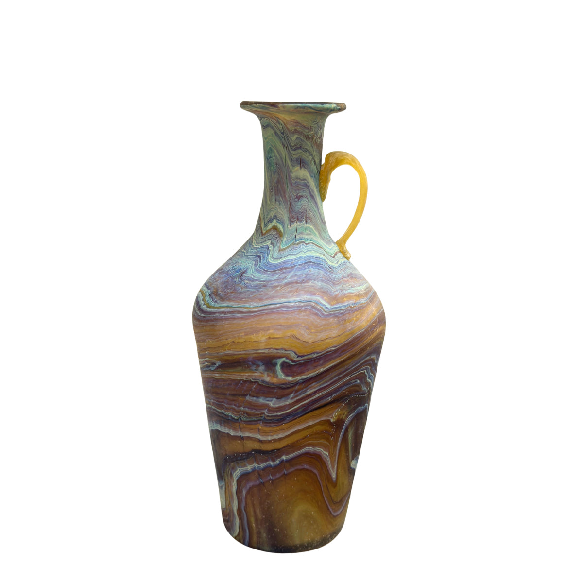 Phoenician Glass Vase w/Handle (10”) - Amber
