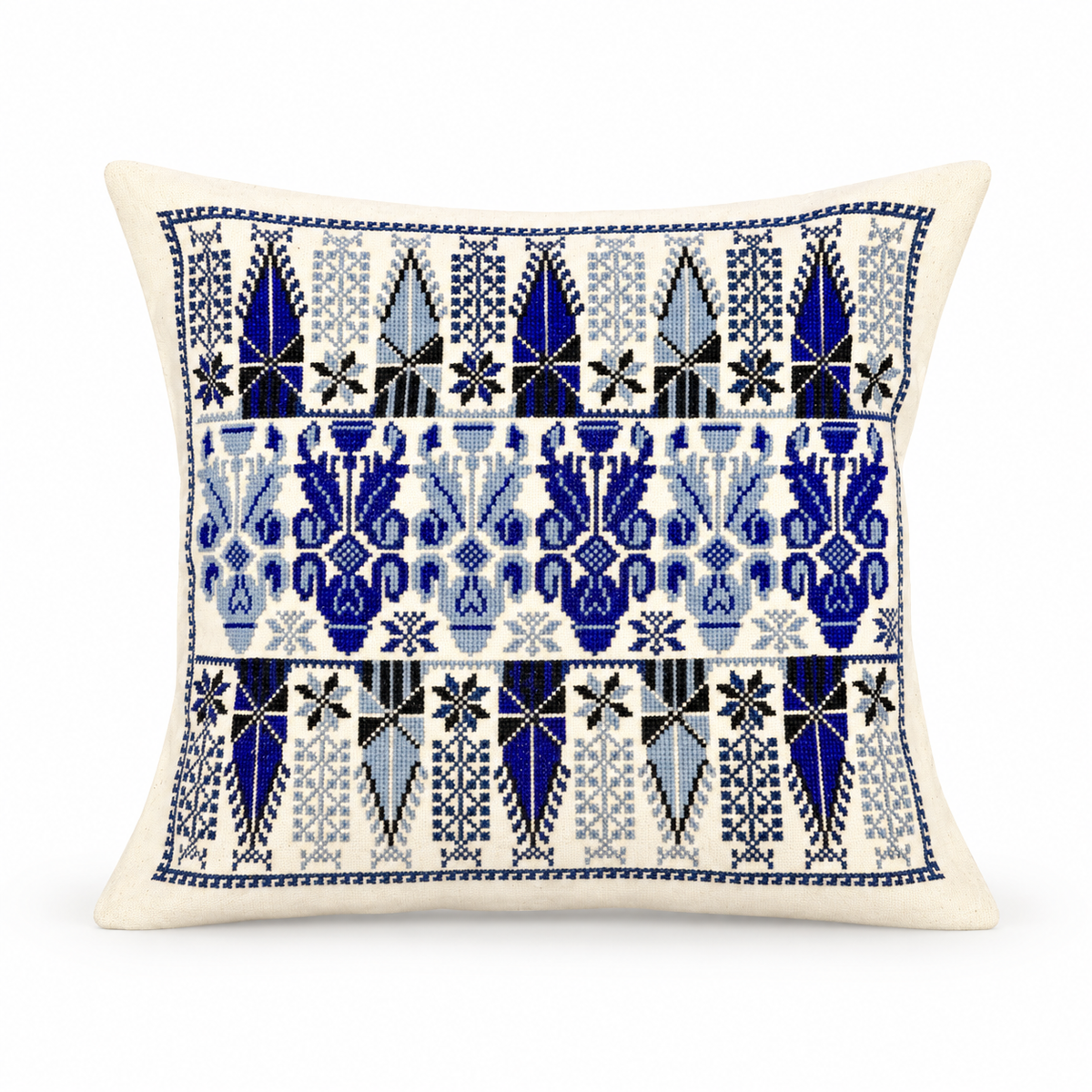 Embroidered Pillow Cover- Kohl Holders, Blue