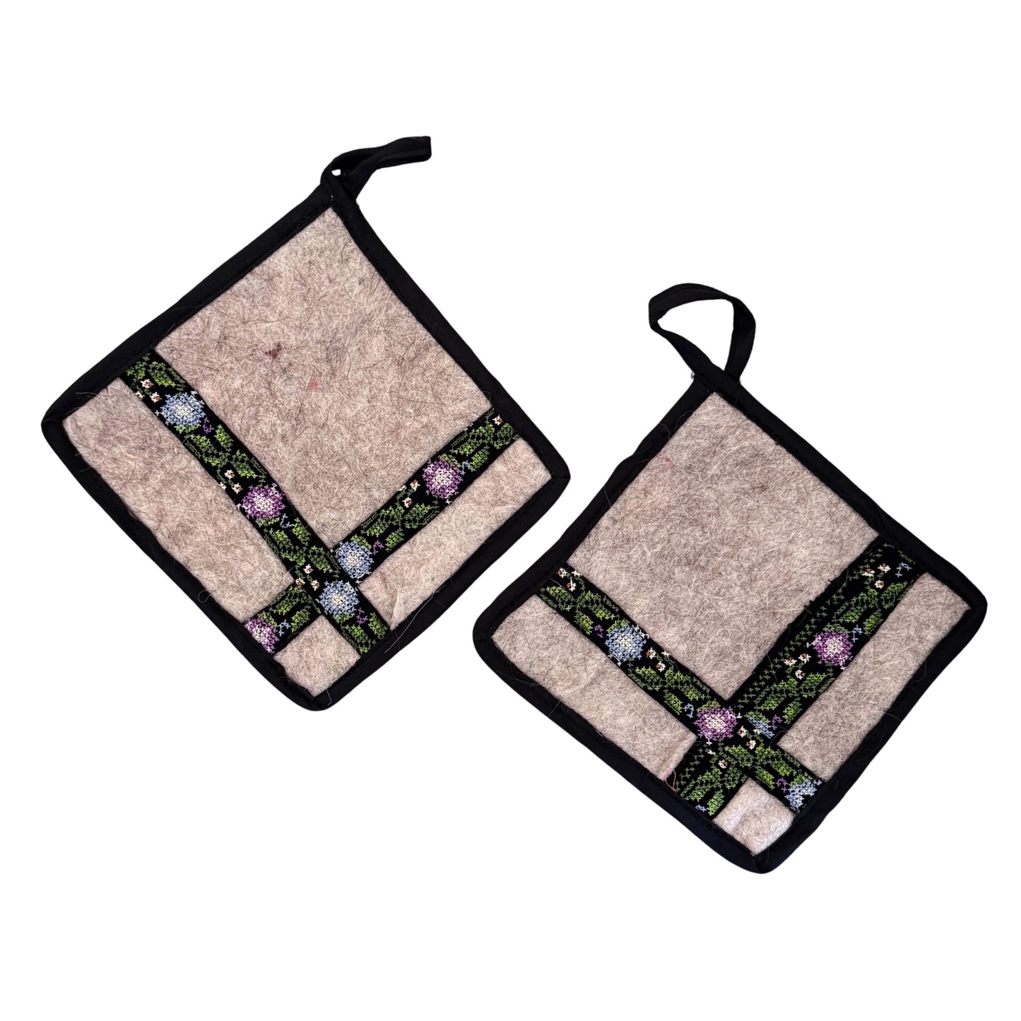 Embroidered Felt Pot Holders (Set of Two)